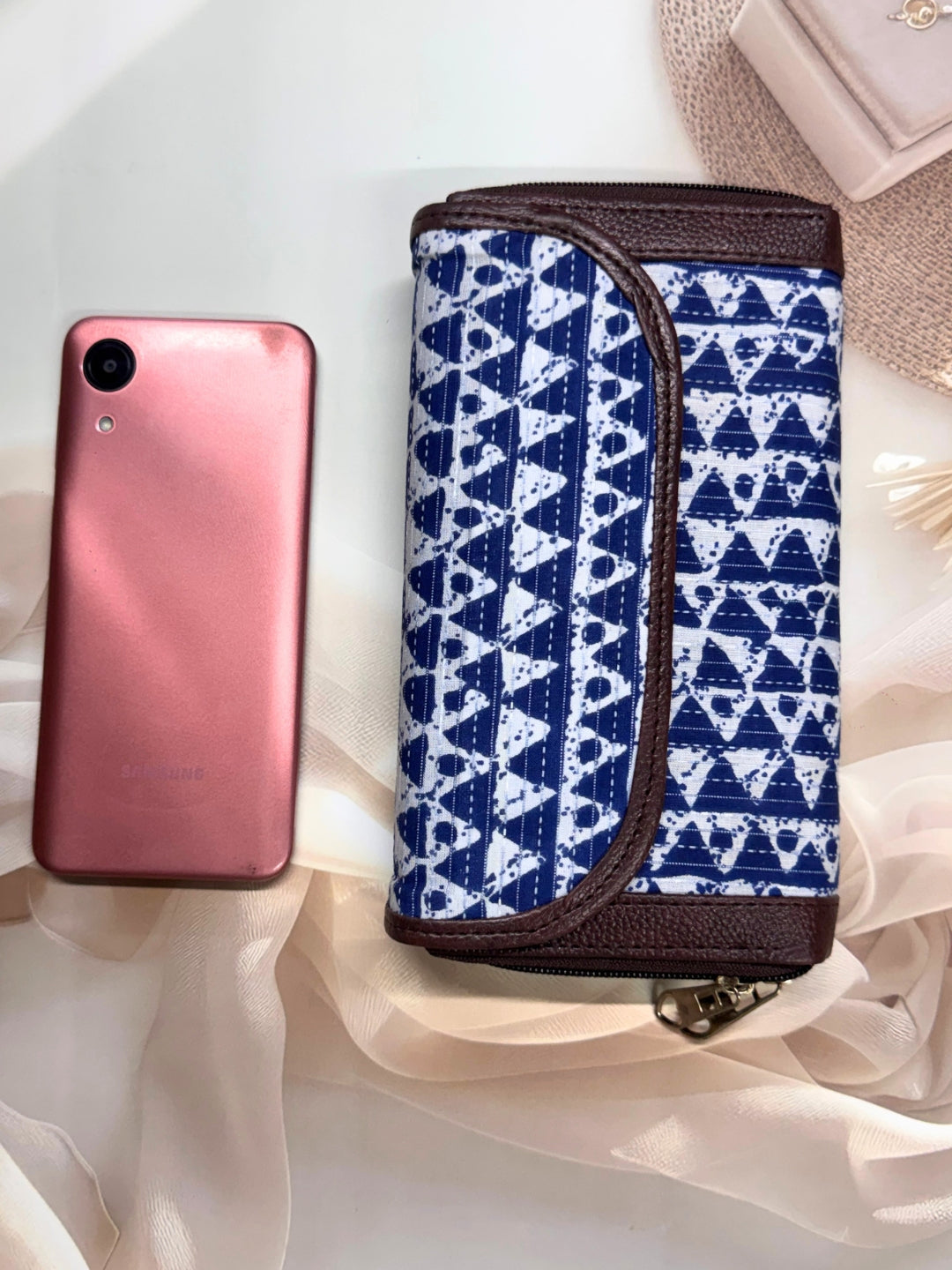 Blue Pyramid - 2 pockets  - Trendy & Beautiful Womens Wallet