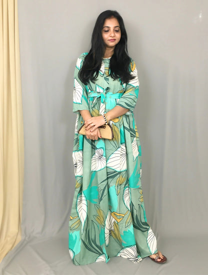 Lotus Sea Green - Maternity Kurti with Feeding Zips - Cotton Flex - Thicker Fabric