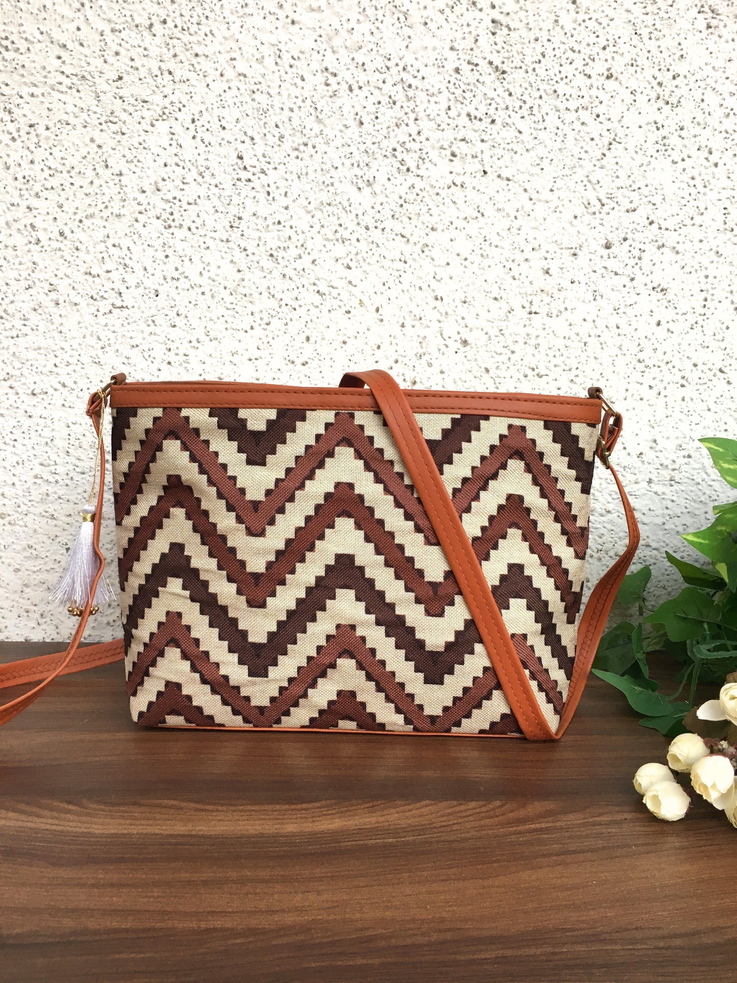 Minsk - 3 zip- Big size - Sling Bag - Brown Wave