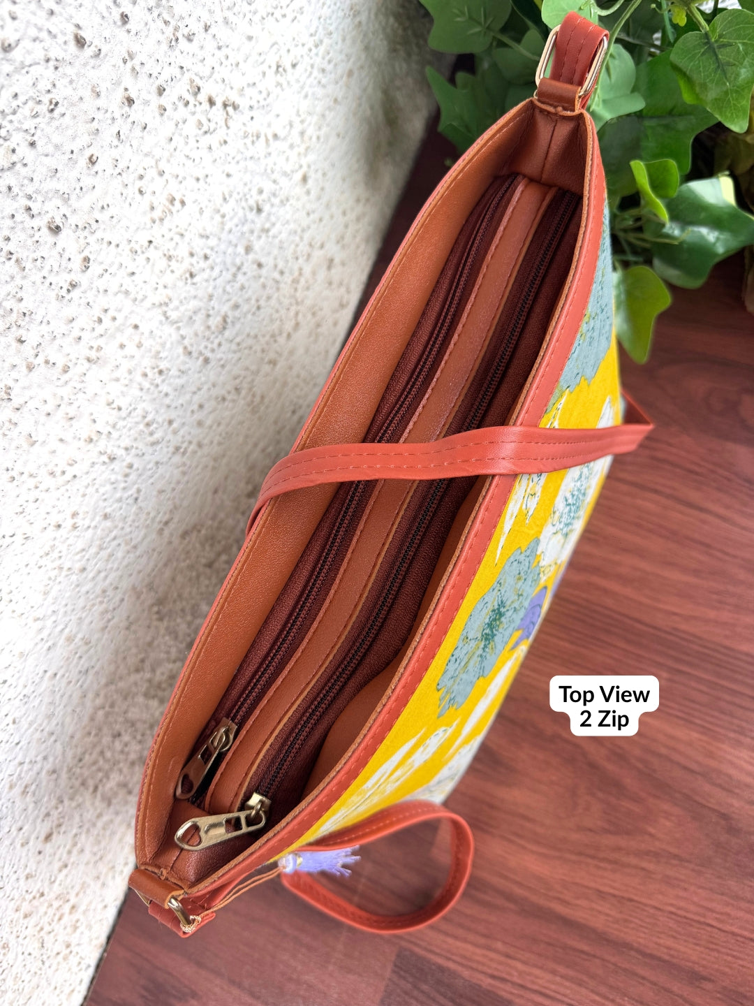 Minsk - 3 zip- Big size - Sling Bag - Mix Yellow Flower