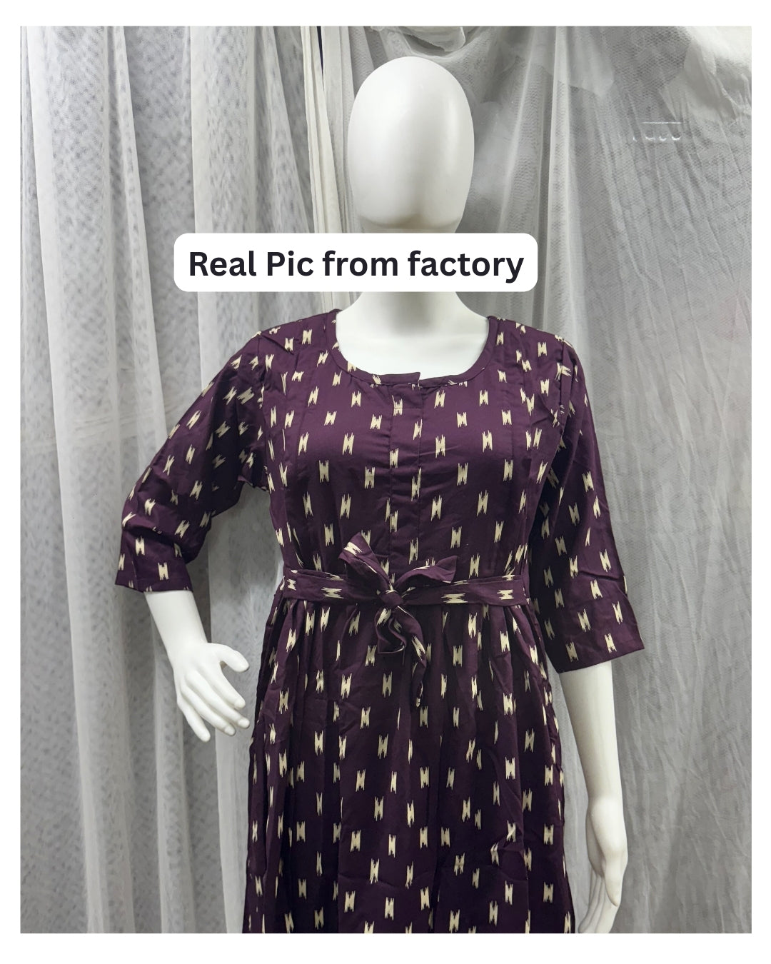 Purple Fine - Maternity Kurti with Feeding Zips - Soft Rayon