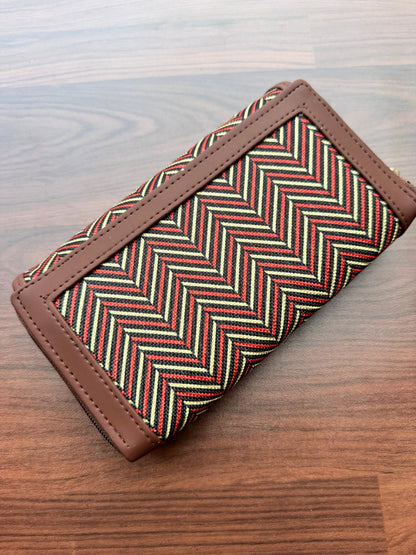 Black Maroon Wave - 2 pockets  - Trendy & Beautiful Womens Wallet