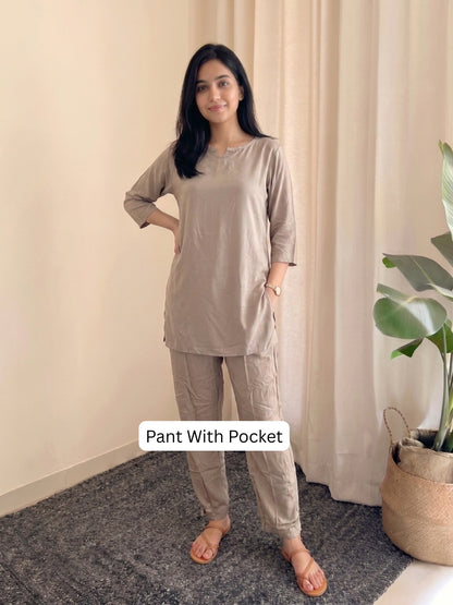 Plain Grey - Cord Set - Soft Rayon