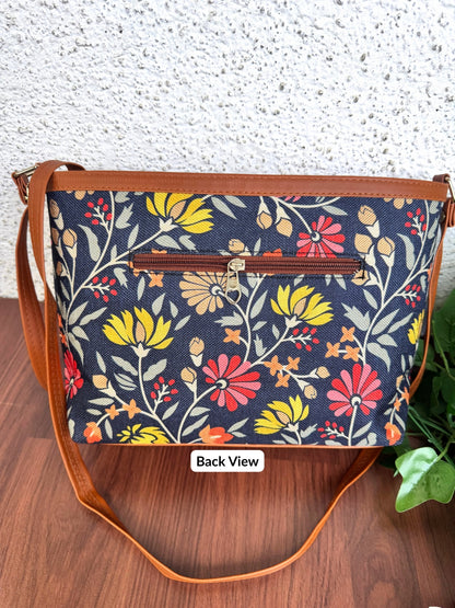 Minsk - 3 zip- Big size - Sling Bag - Blue Red Yellow Flower