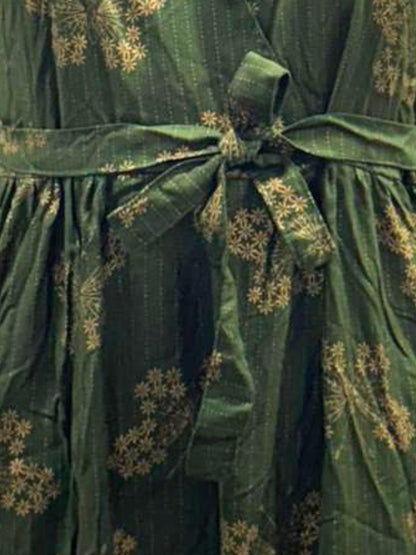 Green Stripes Butterfly - Sleevless Midi Dress - Soft Rayon