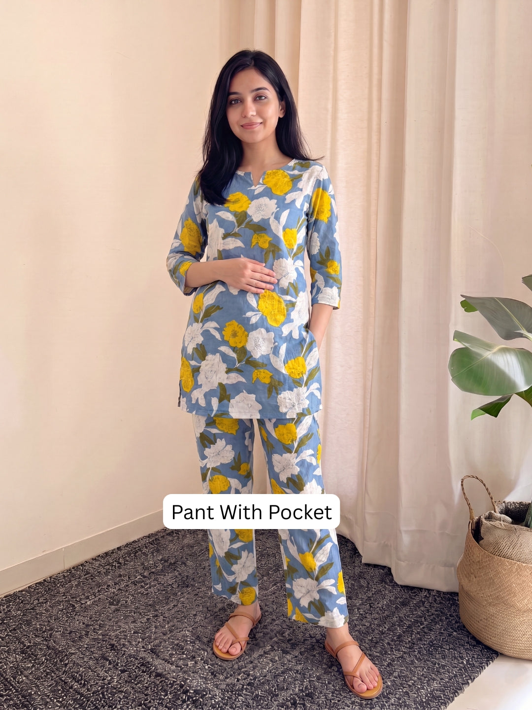 Mix Flower - Sky Blue - Cord Set - Pure Cotton