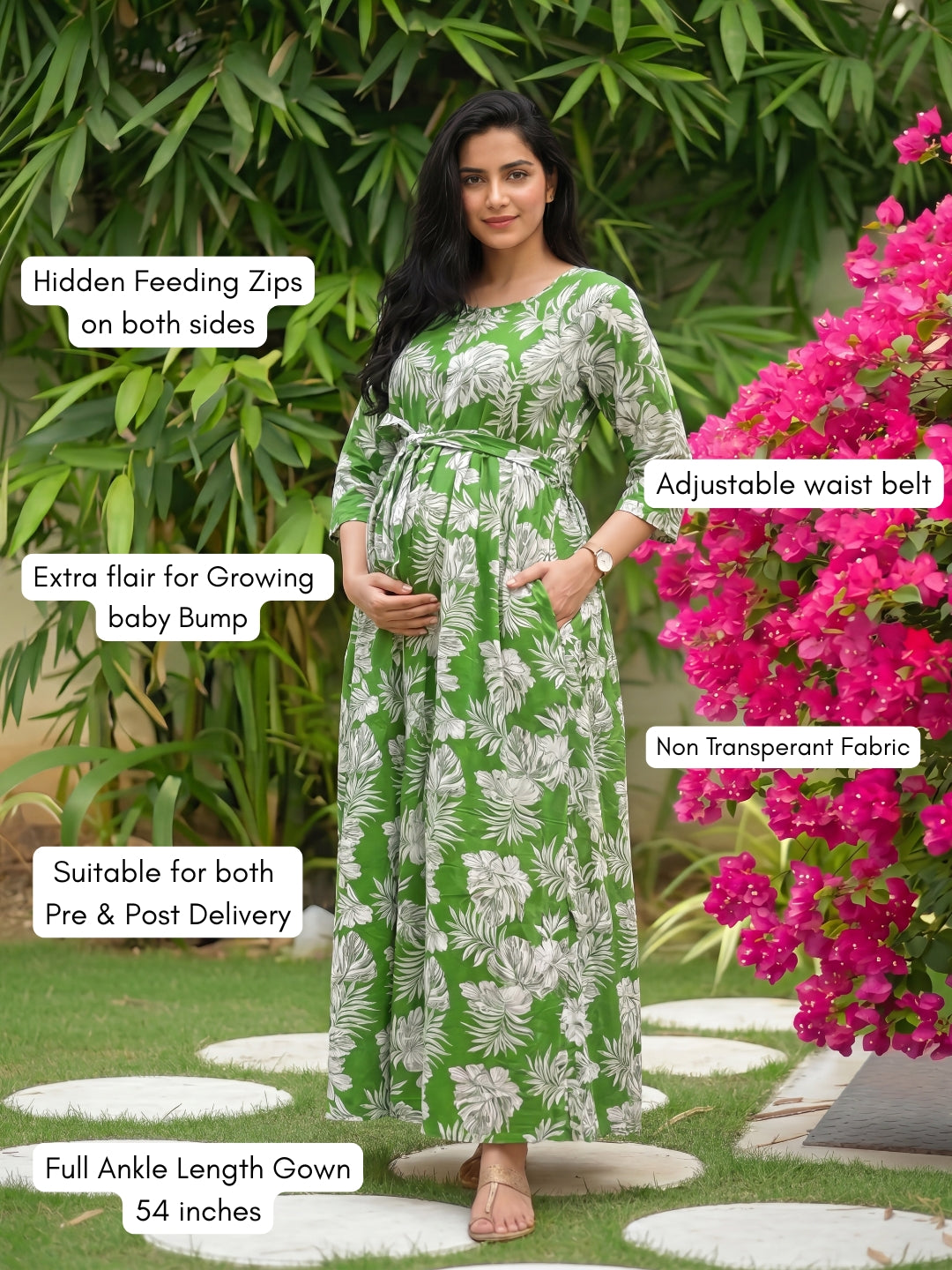 Forrest Pista - Maternity Dress with Feeding Zips - Soft Rayon