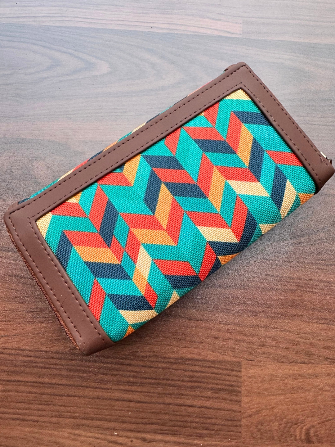 Blue Red Orange Wave - 2 pockets  - Trendy & Beautiful Womens Wallet