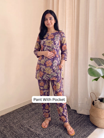 Purple Orange Sunflower - Cord Set - Pure Cotton