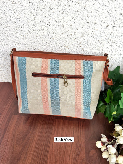 Minsk - 3 zip- Big size - Sling Bag - Stripes Orange