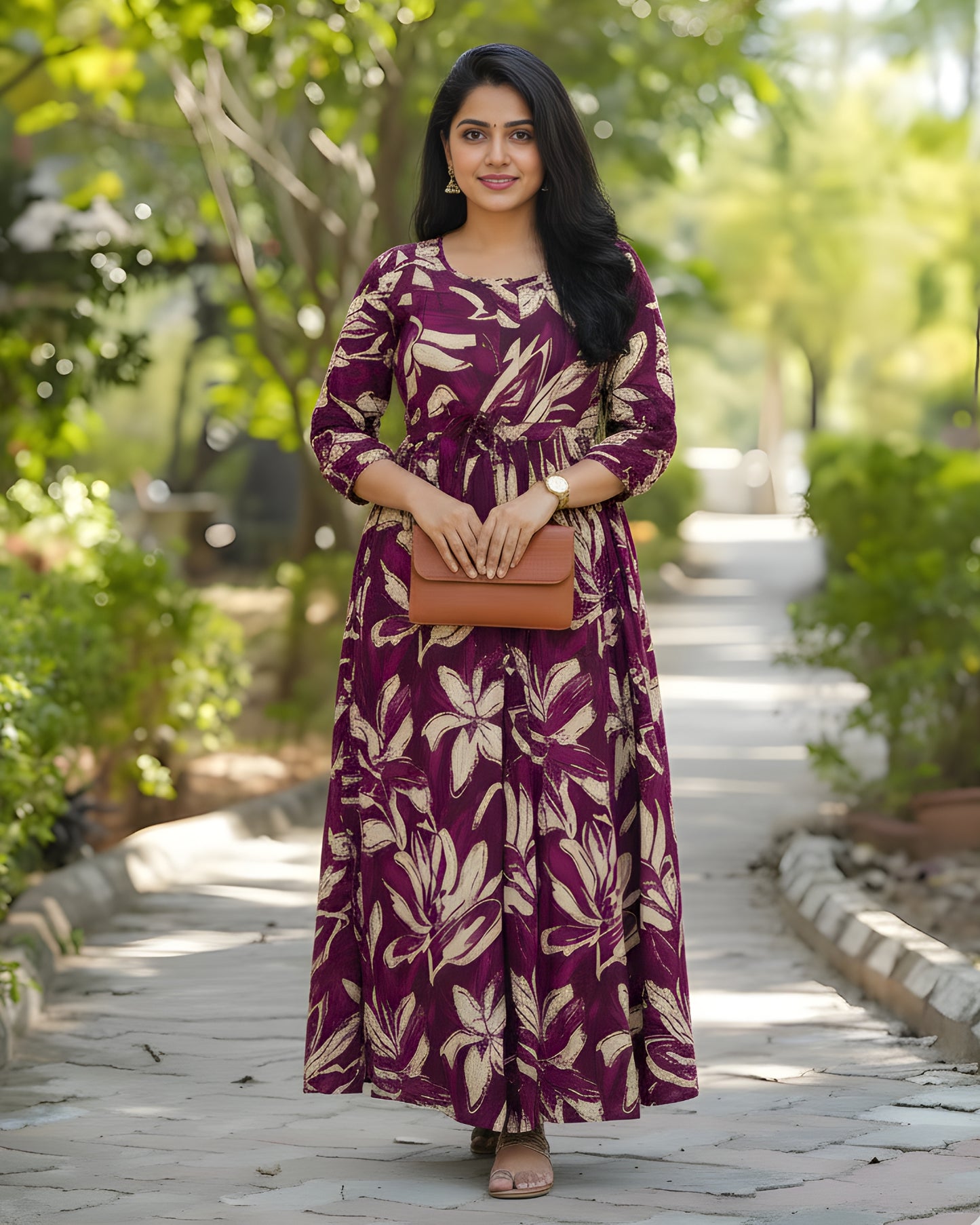 Jasmine Purple - Maternity Kurti with Feeding Zips - Soft Rayon