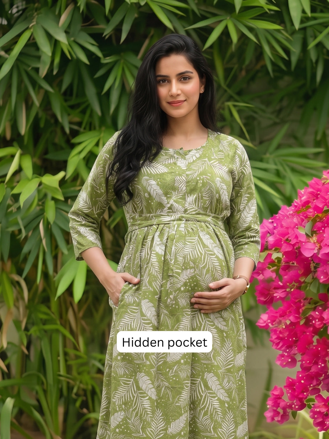 Tropical Forrest - Pista - Maternity Dress with Feeding Zips - Soft Rayon