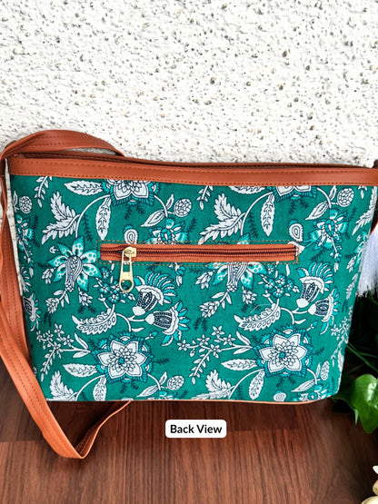 Minsk - 3 zip- Big size - Sling Bag - Sea Green Forrest