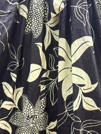 Lily Flower Black - Short Sleeves Midi Dress -  Pure Cotton