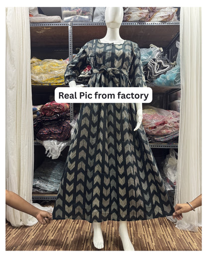 Arrow Print - Peacock Blue - Maternity Kurti with Feeding Zips - Cotton Flex - Thicker Fabric