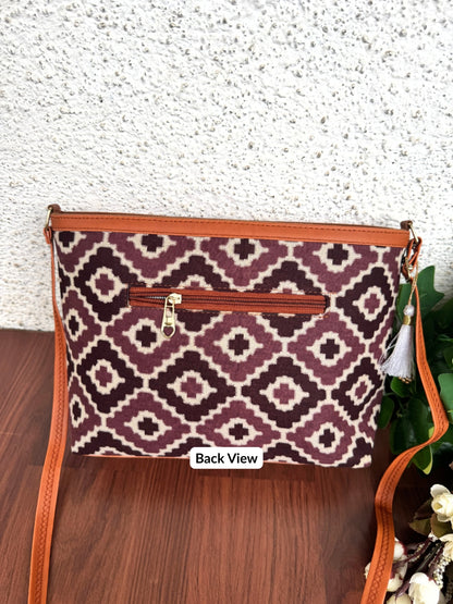 Minsk - 3 zip- Big size - Sling Bag - Dark Purple Squares