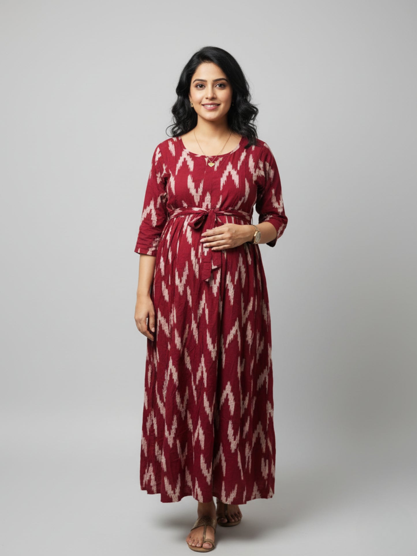 Maroon Arrow - Maternity Kurti with Feeding Zips - Soft Rayon