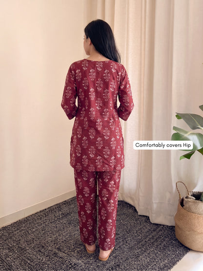 Daisy Maroon - Cord Set - Pure Cotton