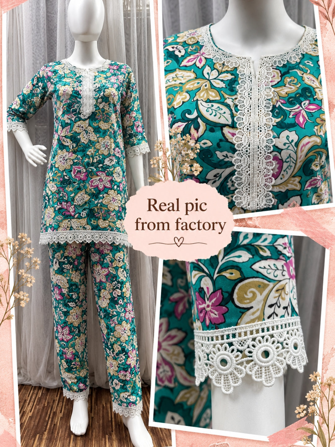 Lace Work - Sea Green - Cord Set - Soft Rayon