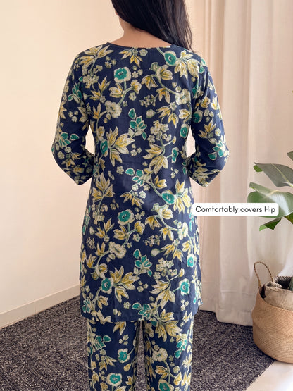 Blue Yellow Flower - Cord Set - Pure Cotton