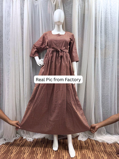 Maroon Wave - Maternity Kurti with Feeding Zips - Cotton Flex - Thicker Fabric