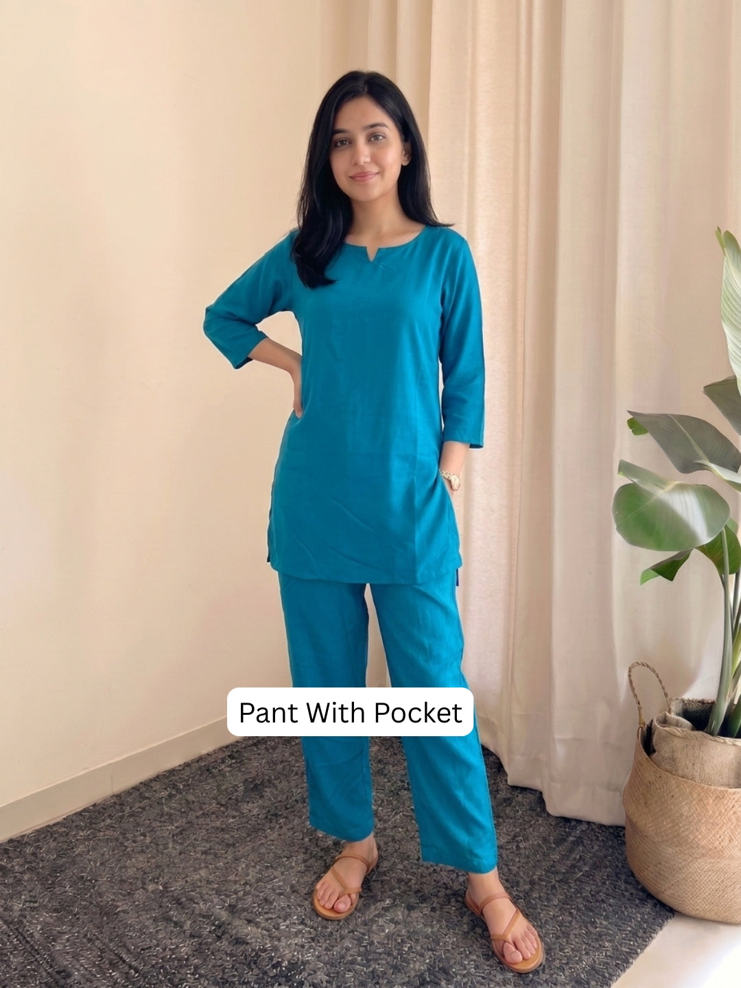 Plain Firozi - Cord Set - Soft Rayon