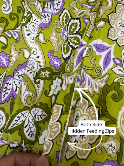 Pista Garden - Maternity Dress with Feeding Zips - Soft Rayon