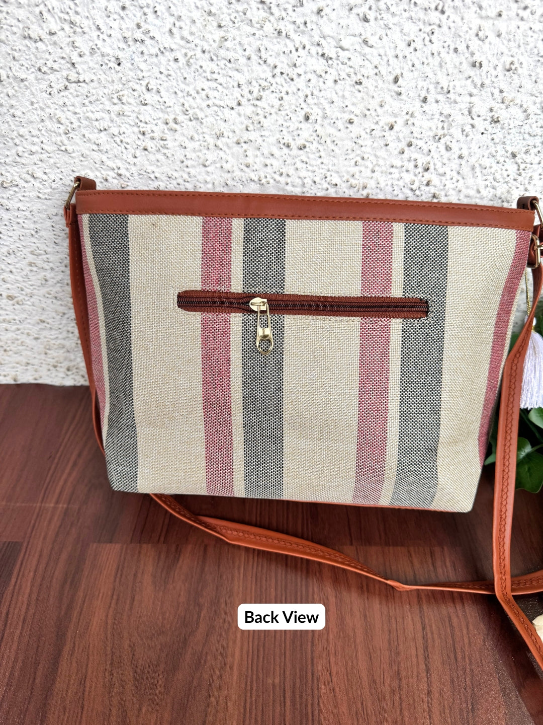 Minsk - 3 zip- Big size - Sling Bag - Stripes Pink