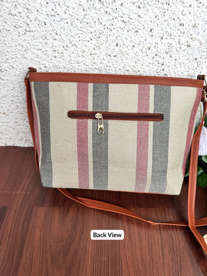 Minsk - 3 zip- Big size - Sling Bag - Stripes Pink
