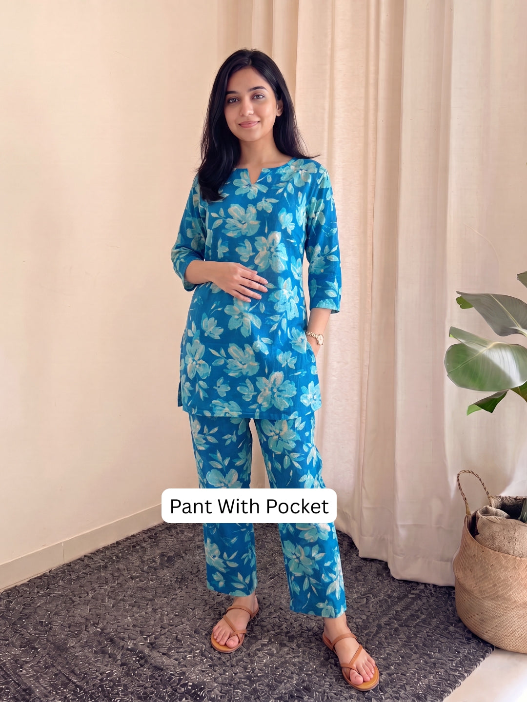 Jasmine White Flower - Firozi - Cord Set - Pure Cotton