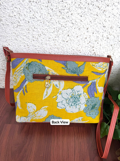 Minsk - 3 zip- Big size - Sling Bag - Mix Yellow Flower