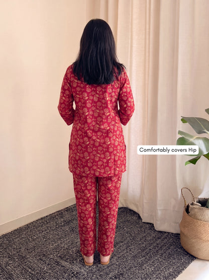 Red Cream Sunflower - Cord Set - Pure Cotton