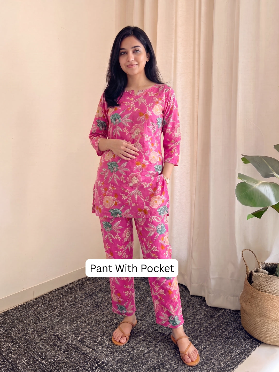 Pink Green Flower - Cord Set - Pure Cotton