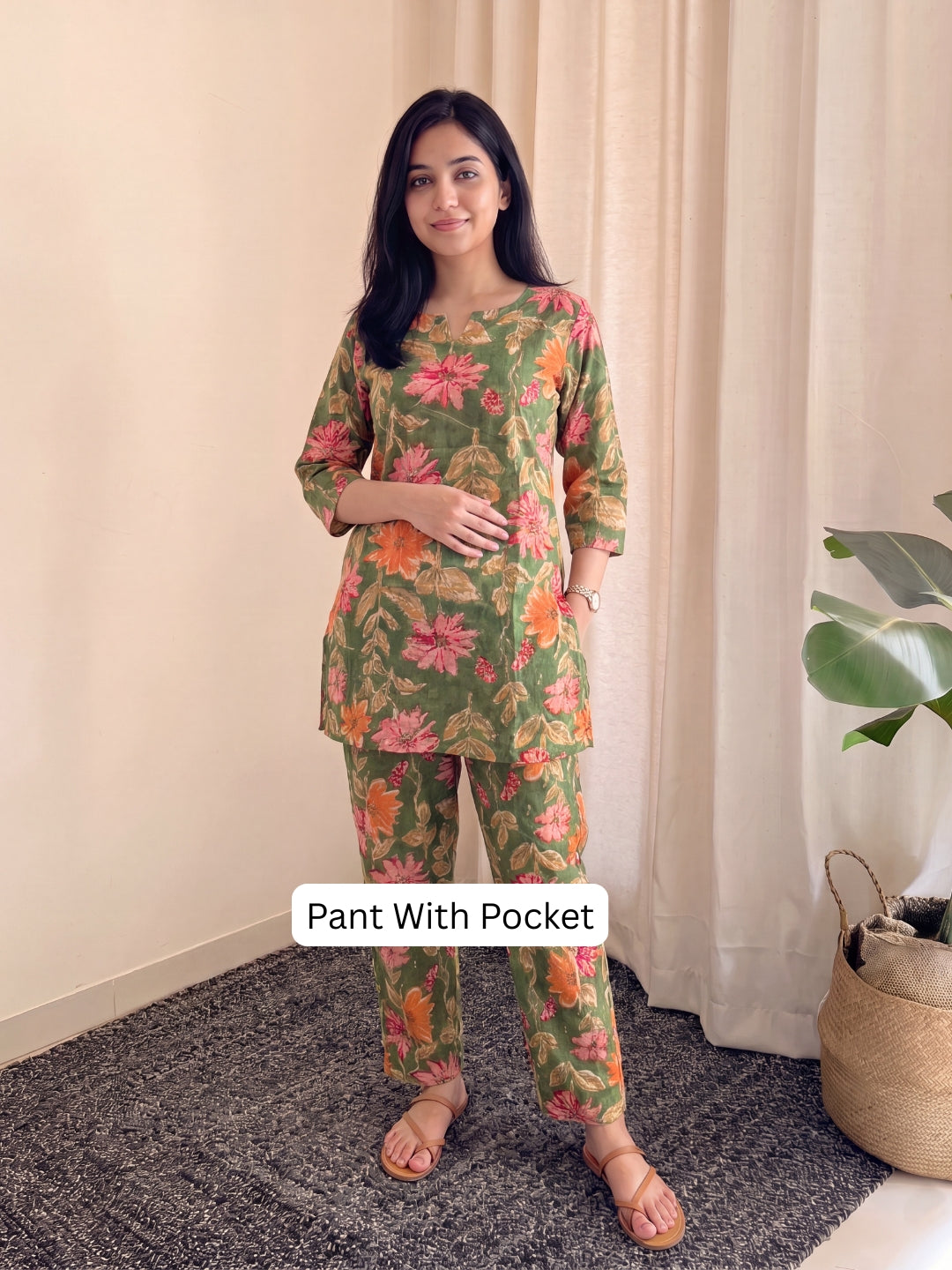 Green Orange Sunflower - Cord Set - Pure Cotton