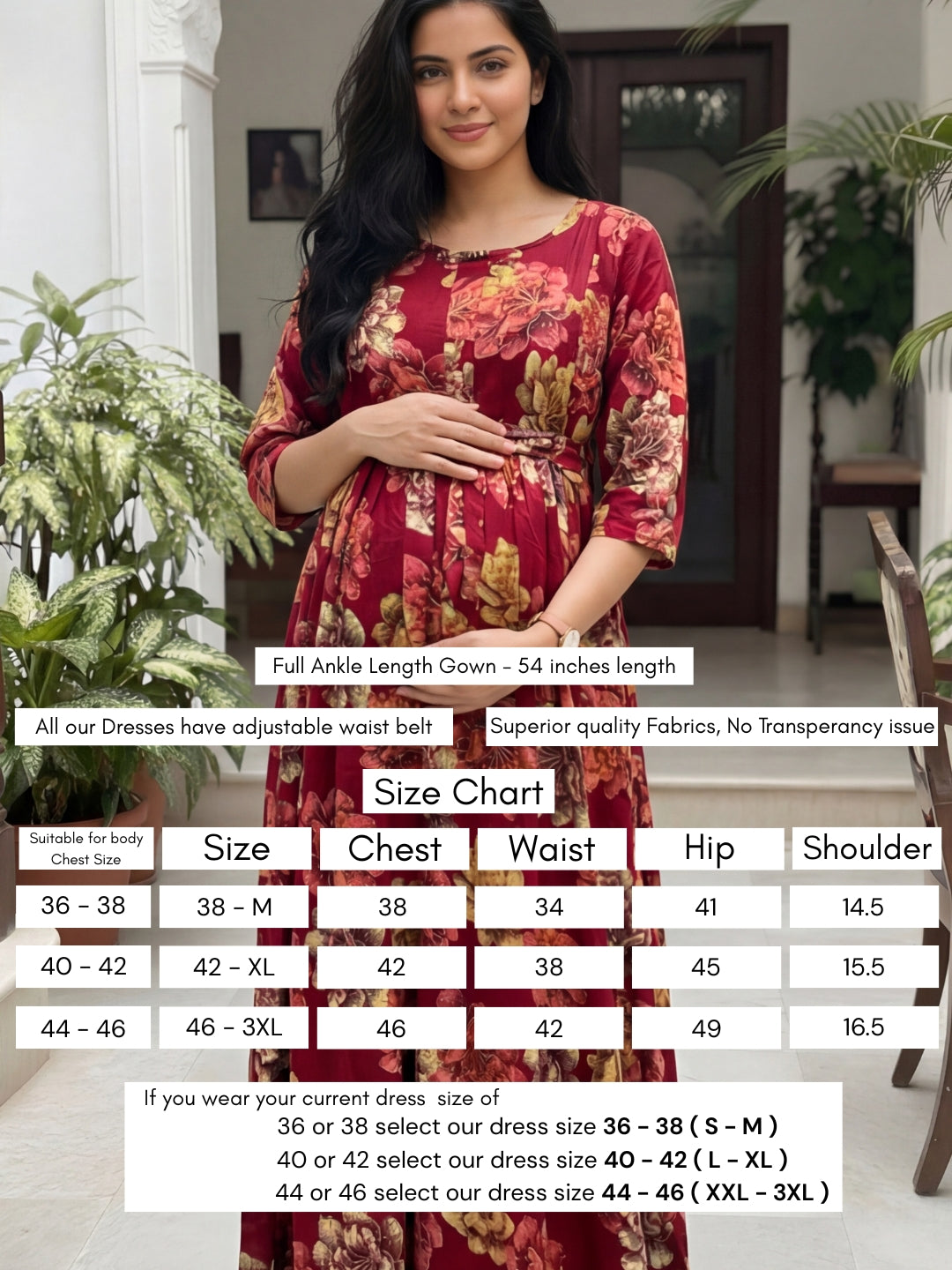 Gold & Cream Flower - Maroon - Maternity Kurti with Feeding Zips - Soft Rayon