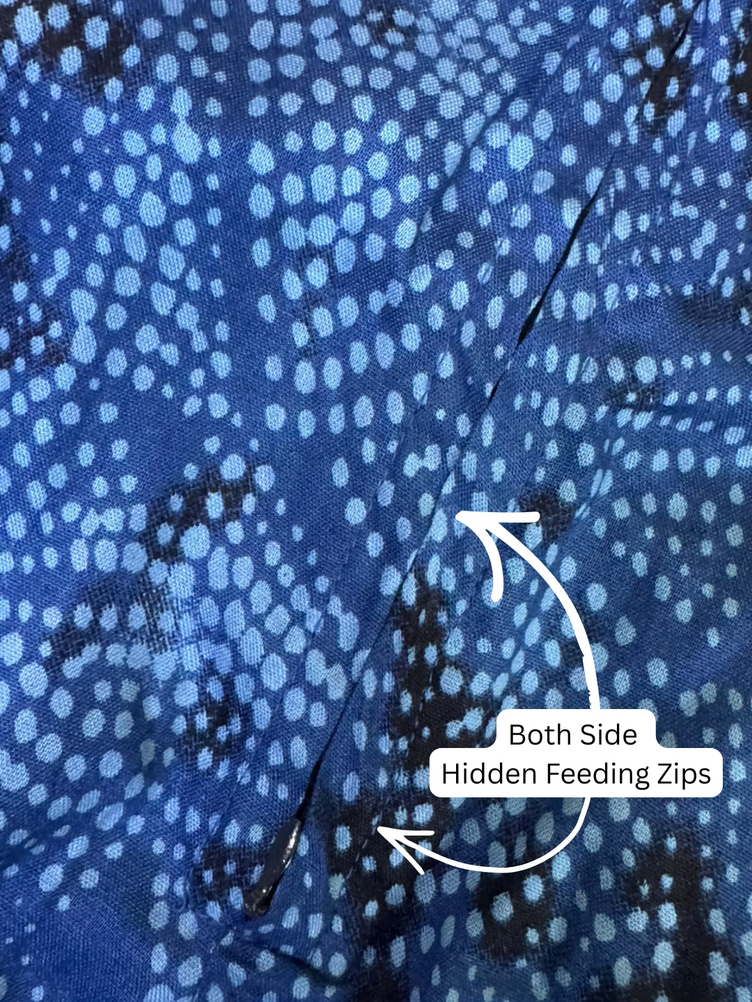 Kaftan - Indigo Charm - Maternity  Feeding Zips - Free Size - Soft Rayon