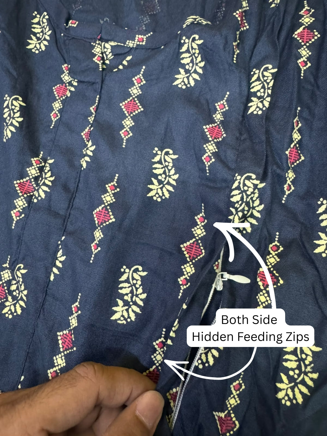 Belmira - Blue - Maternity Dress with Feeding Zips - Soft Rayon