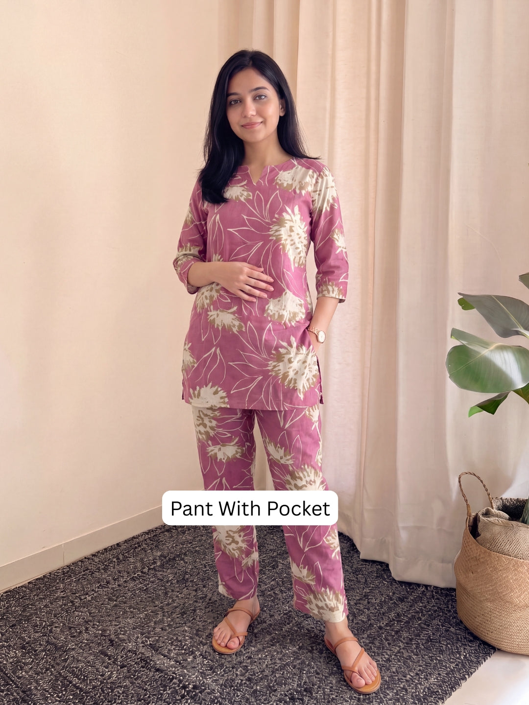 Pink Cream Flower - Cord Set - Pure Cotton