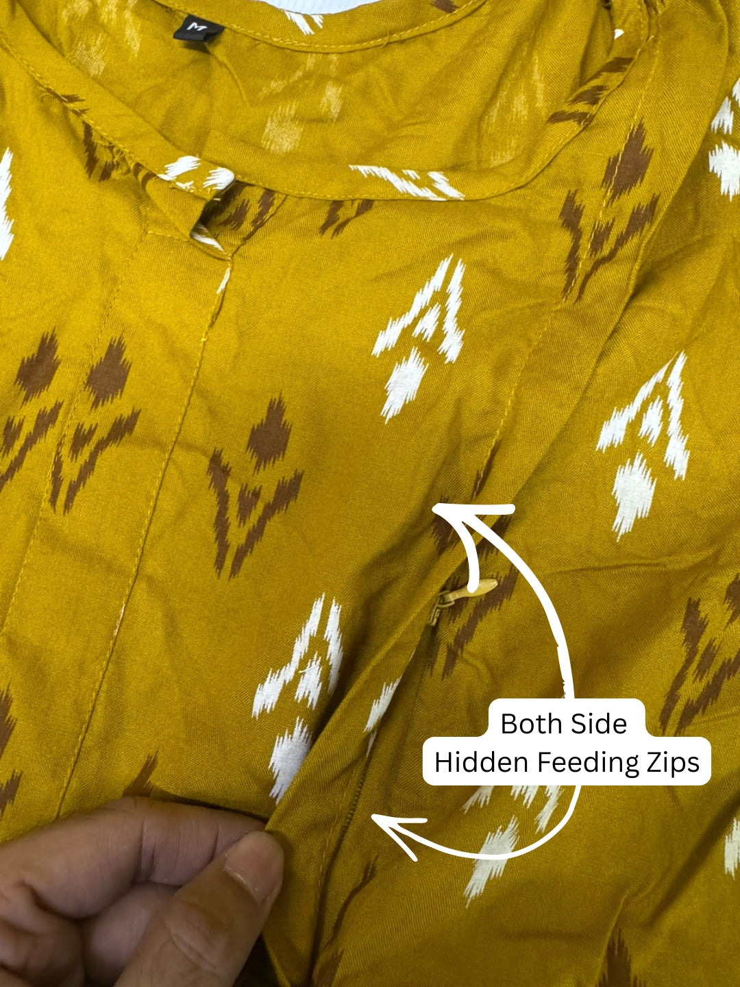 Akra Yellow - Maternity Dress with Feeding Zips - Soft Rayon