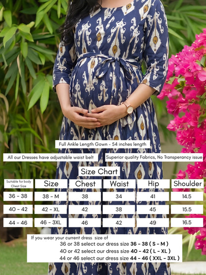 White Arrow - Blue - Maternity Dress with Feeding Zips - Soft Rayon