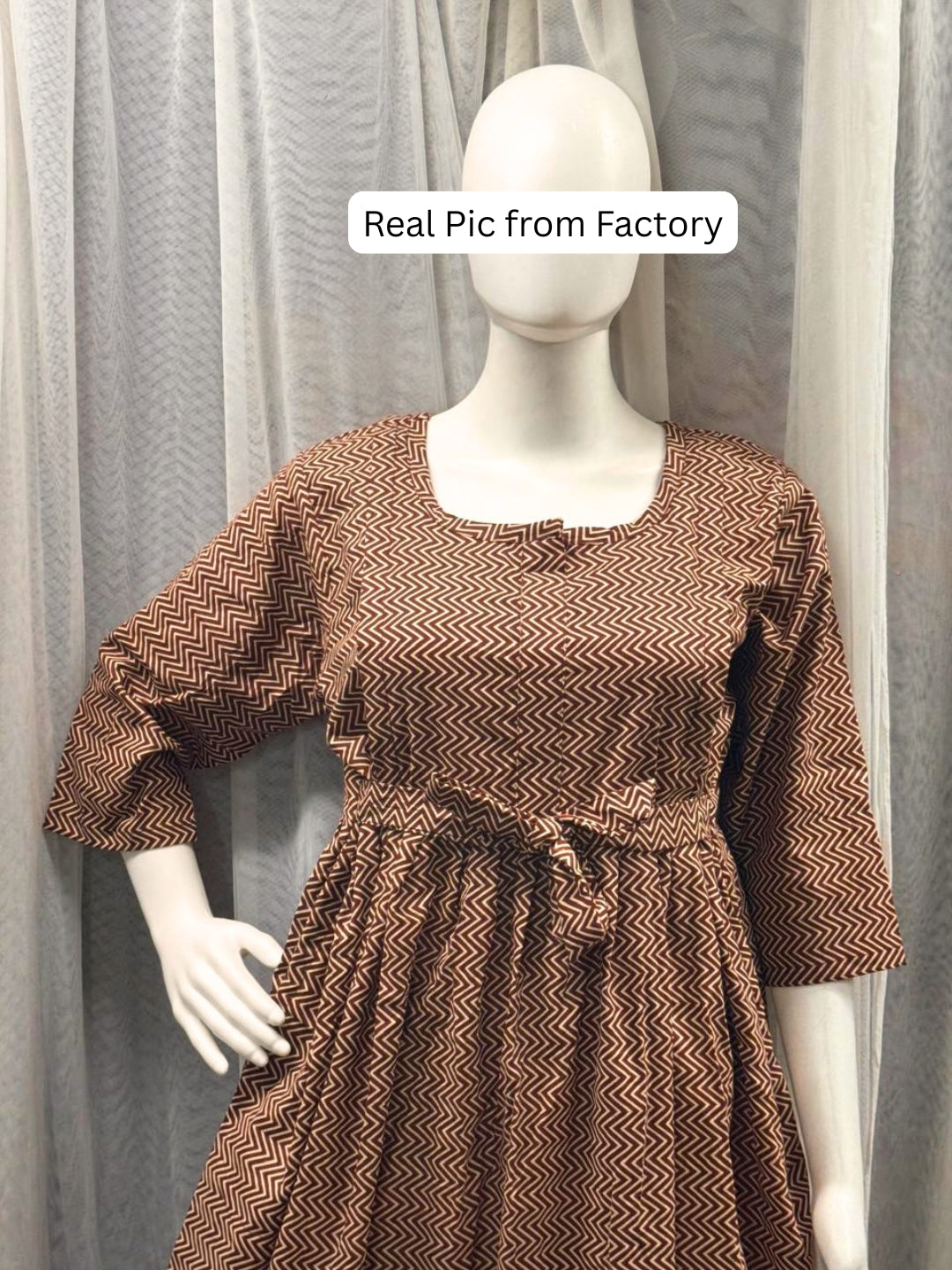 Maroon Wave - Maternity Kurti with Feeding Zips - Cotton Flex - Thicker Fabric