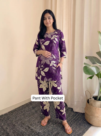 Lily Flower - Purple - Cord Set - Pure Cotton