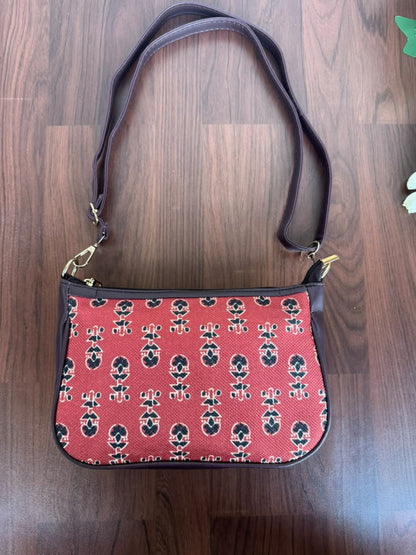 AMARA - Maroon Ajrakh - Shoulder Bag Cum Sling