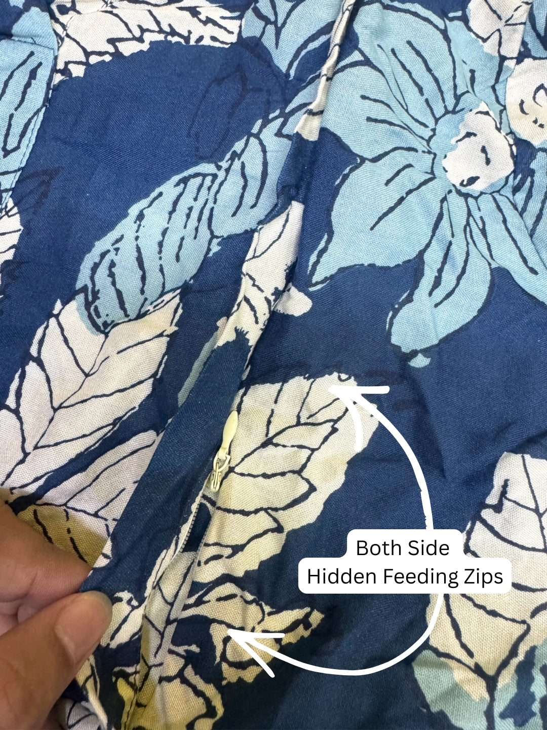 Pastel Blue - Maternity Dress with Feeding Zips - Soft Rayon