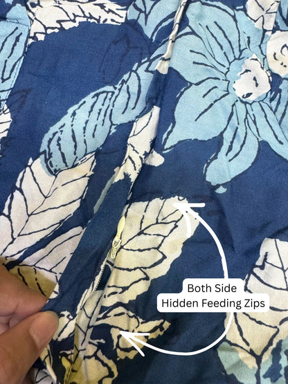 Pastel Blue - Maternity Dress with Feeding Zips - Soft Rayon