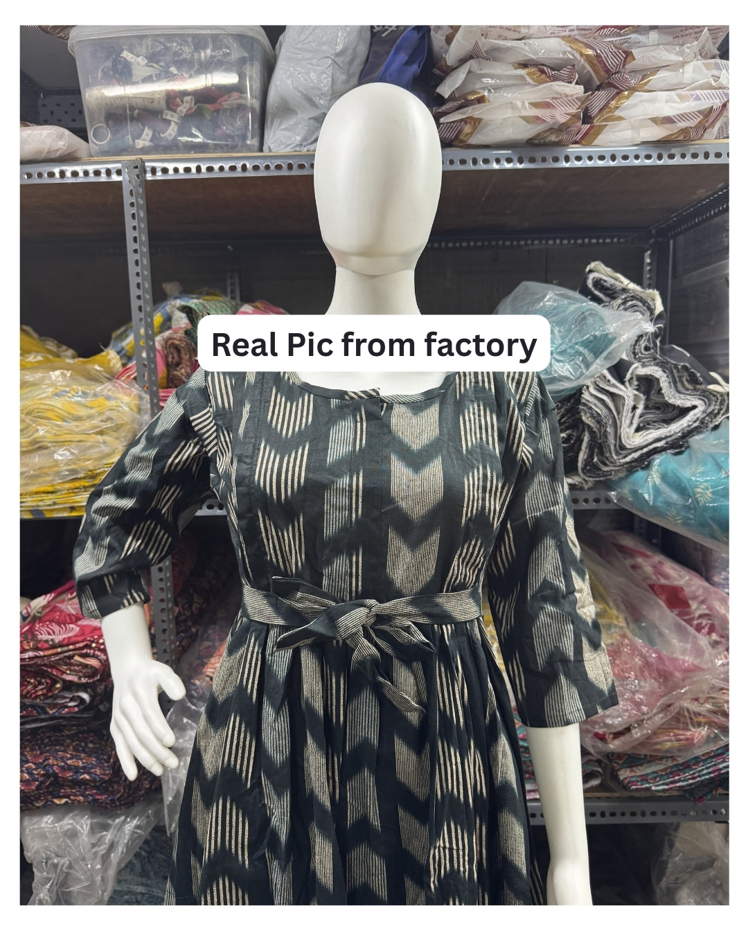 Arrow Print - Peacock Blue - Maternity Kurti with Feeding Zips - Cotton Flex - Thicker Fabric