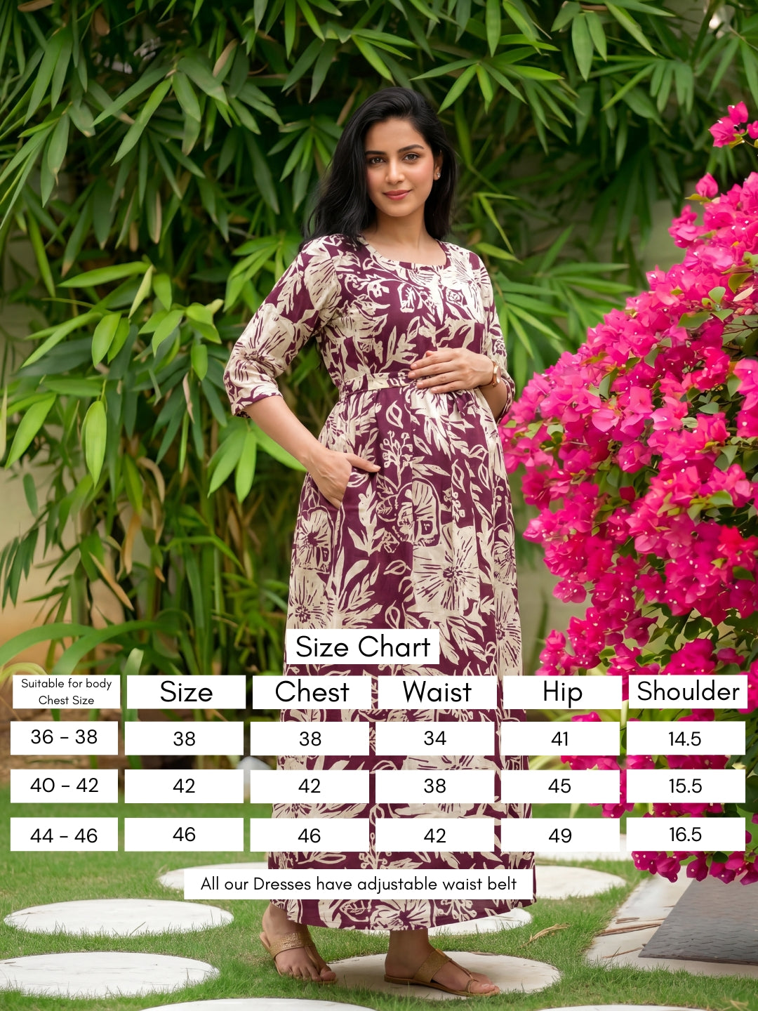 Hibiscus - Maroon White - Maternity Kurti with Feeding Zips - Soft Rayon