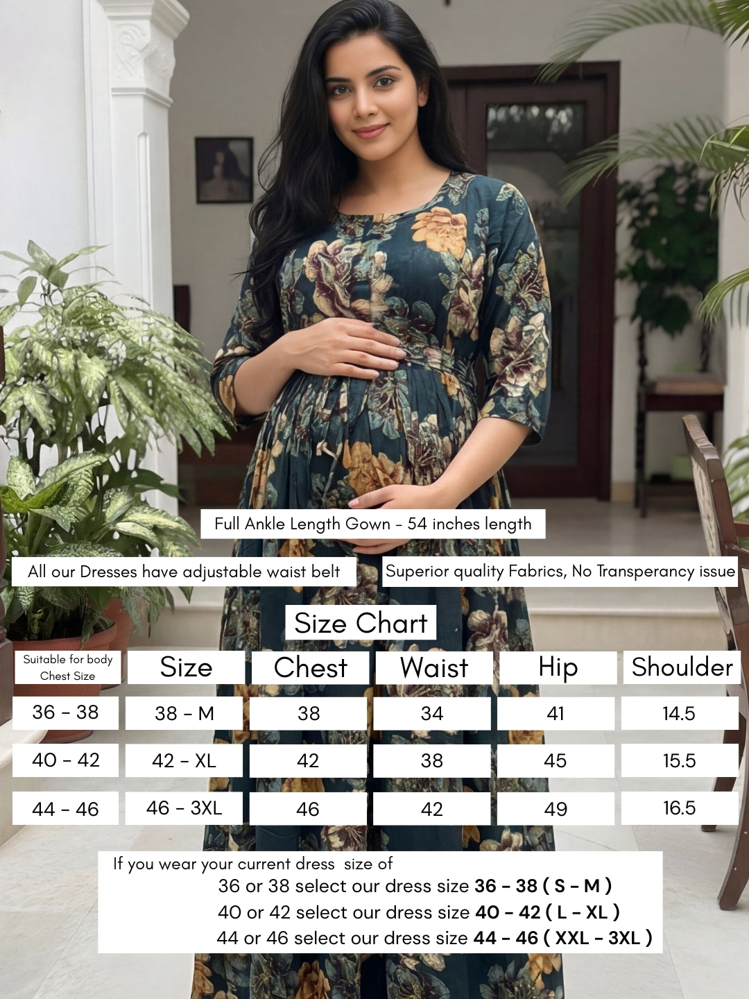 Gold & Cream Flower - Peacock Blue - Maternity Kurti with Feeding Zips - Soft Rayon