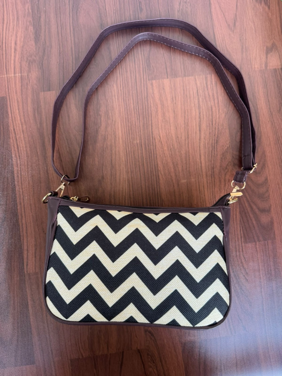 AMARA - Black Cream Wave - Shoulder Bag Cum Sling