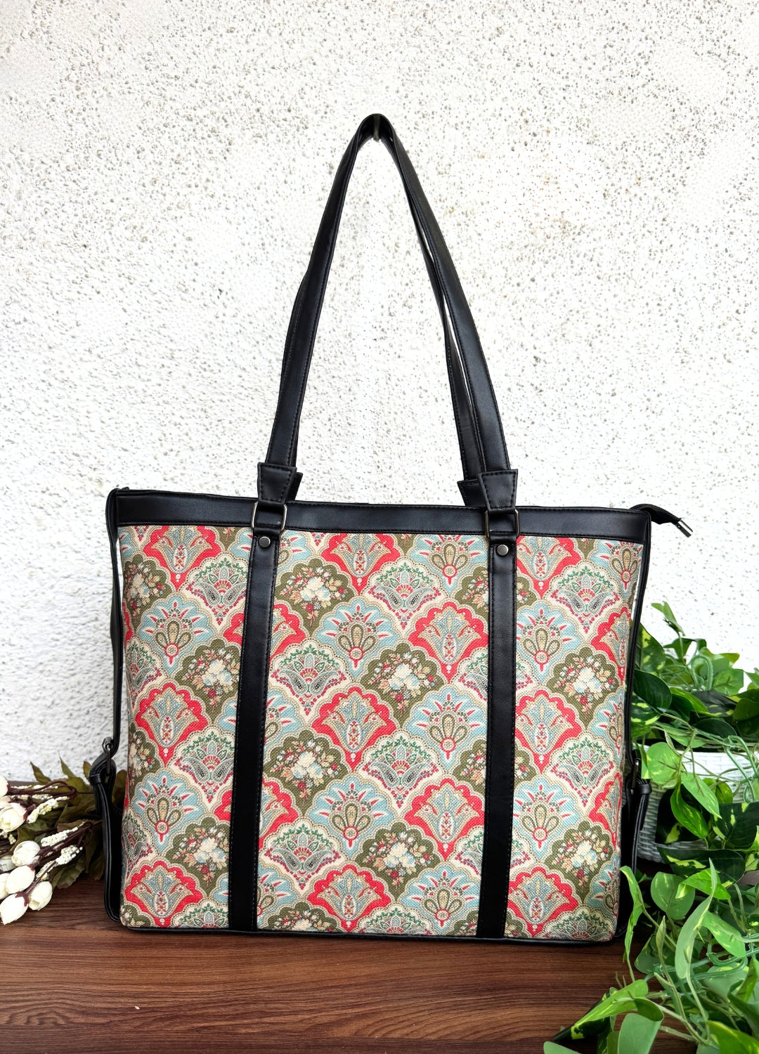 Royal Flower - Office & College Tote Bag with Laptop Compartment